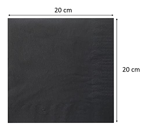 MORIGAMI Napkins - 40 x 40 cm, 2-Ply, 1/4 Fold, Black, Pack of 100 3
