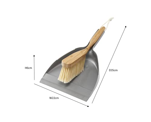 Addis Dustpan & Bamboo Hand Brush Set - Grey/Wood, 35cm 4