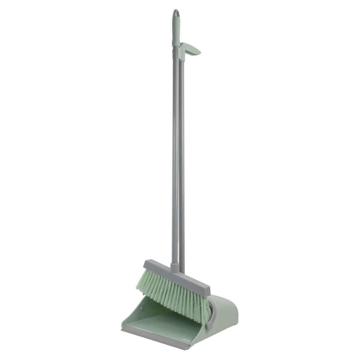 JVL Long Handle Lobby Dustpan and Brush Set - Upright Storage | Green | Floor Cleaning