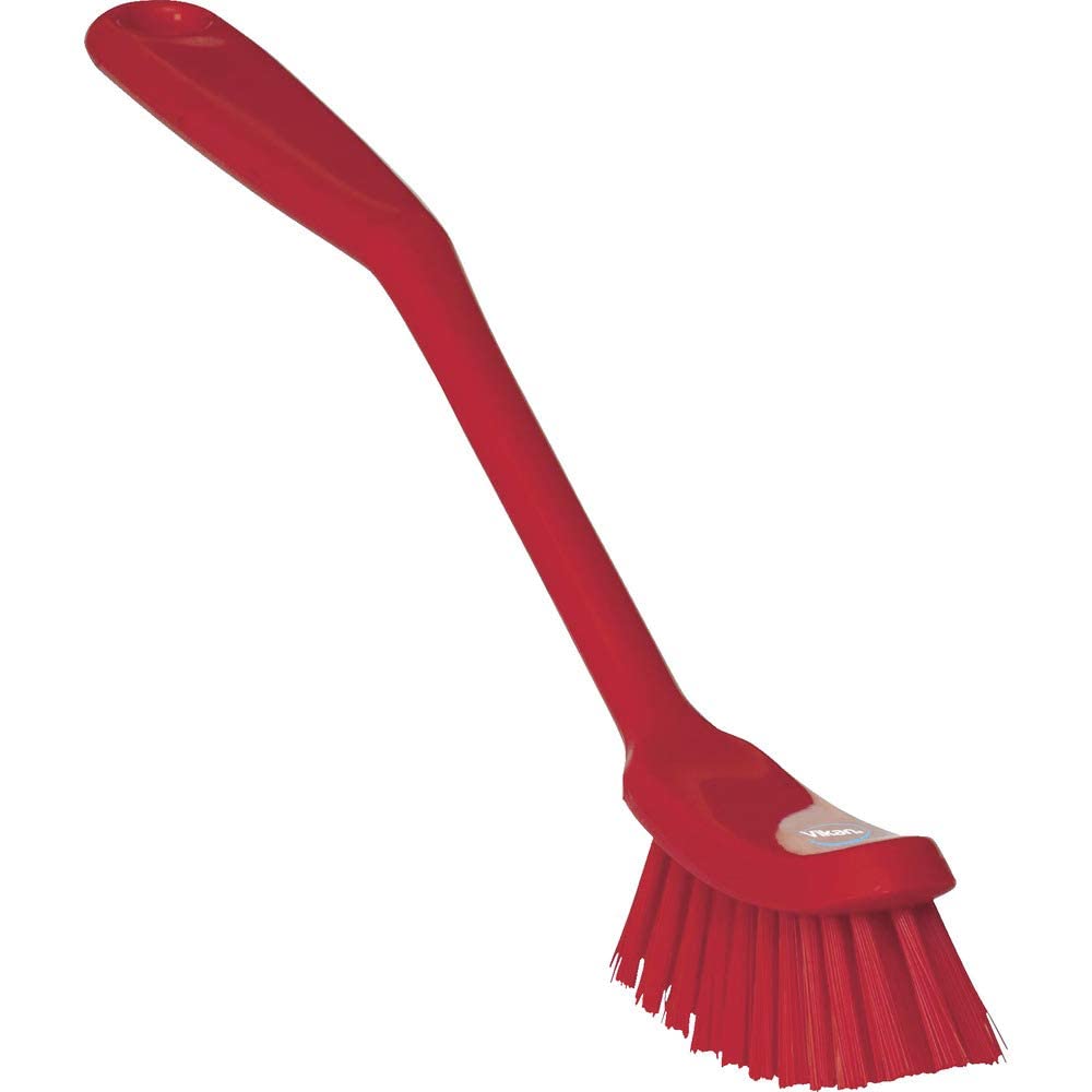 Vikan 42874 Fine Sweep Dish Brush - Red | Polypropylene, Polyester Bristle, 11 inch