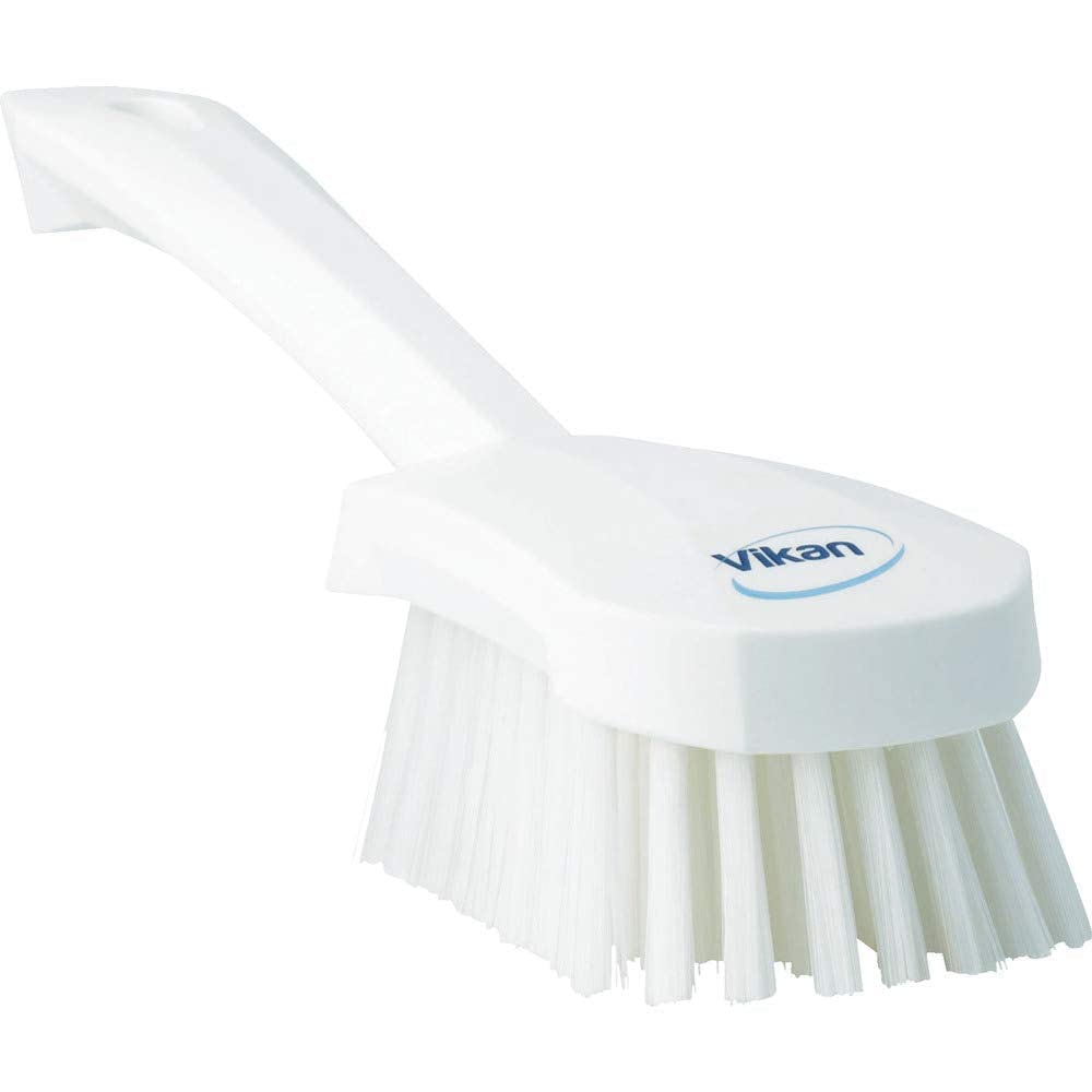 Vikan 41925 Stiff Bristle Hand Brush - Ergonomic Grip | 270mm Length | White