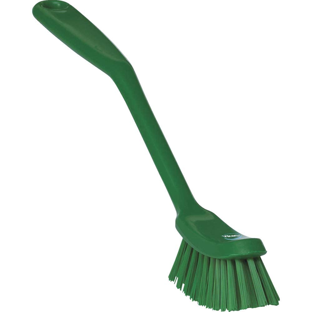 Vikan 42872 Fine Sweep Dish Brush - Green, 11" | Polypropylene, Polyester Bristle | Includes Scraper 1