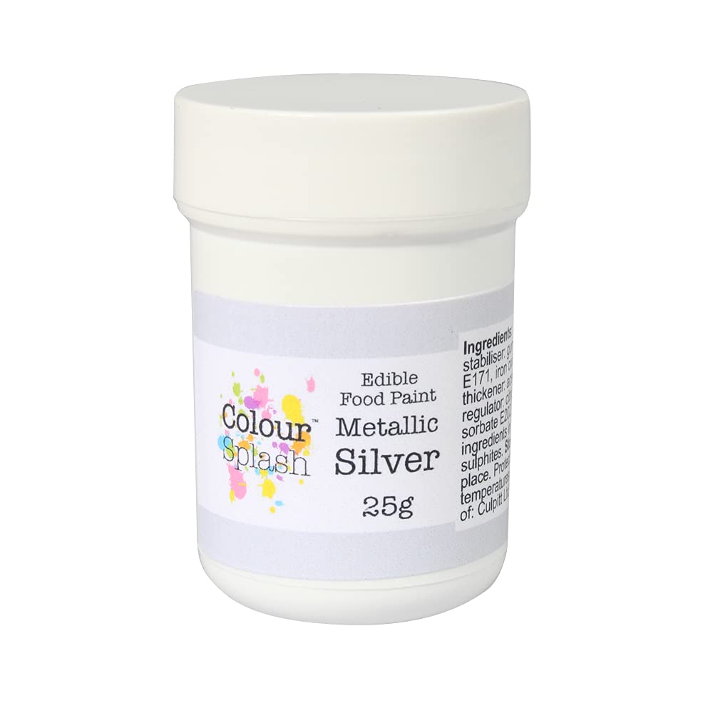 Colour Splash Edible Food Paint - Metallic Silver, 25g Pot | Cake Decorating