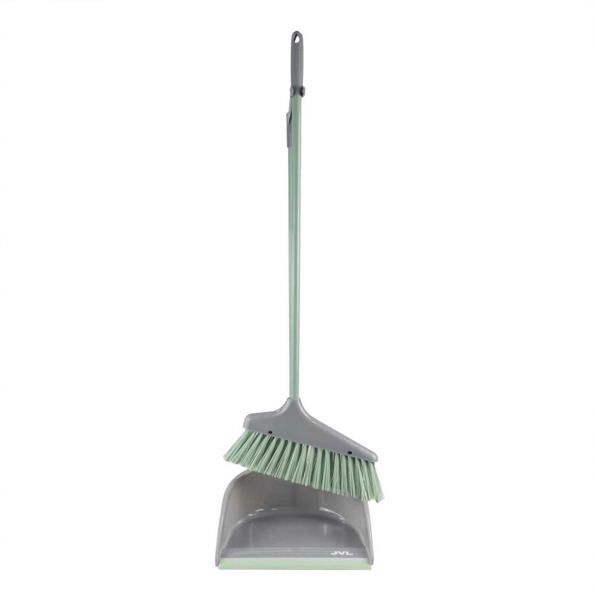 JVL Long Handle Dustpan and Brush Set - Upright Stand-Up Cleaning | Grey | H:84cm 3