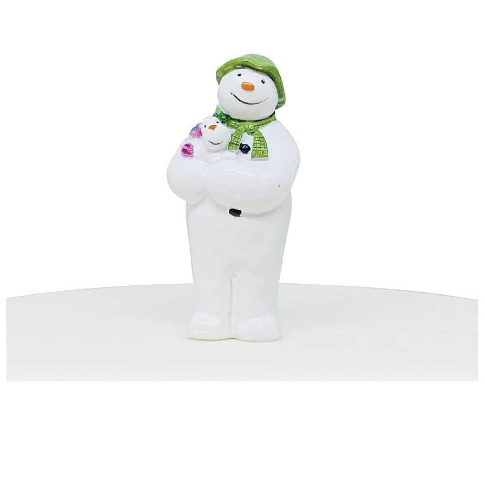 Anniversary House Snowman and Snowdog Cake Topper - Hand-Painted Resin Figure, 6.5cm