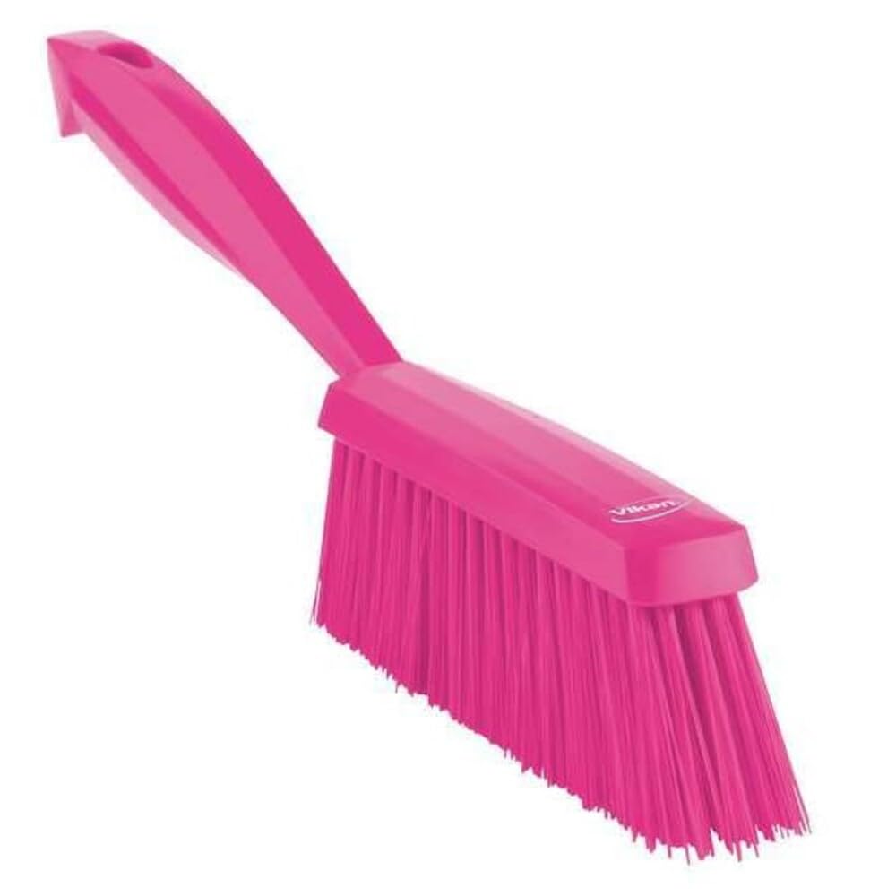 Vikan 45891 Hand Brush - Medium Bristles, Ergonomic Handle, Pink | 330mm Length 1