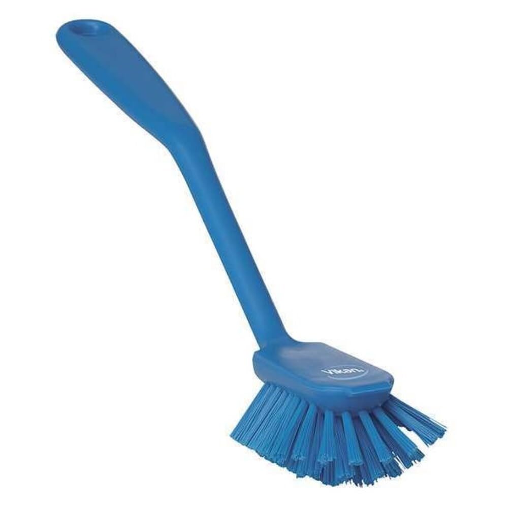 Vikan Dish Brush with Scraping Edge - Medium Size, Blue, 280mm Length