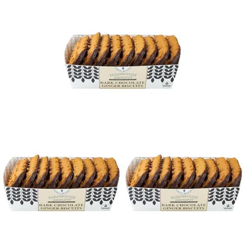 FARMHOUSE BISCUITS Dark Chocolate Gingers Biscuits - Pack of 3 | 450g Total Weight