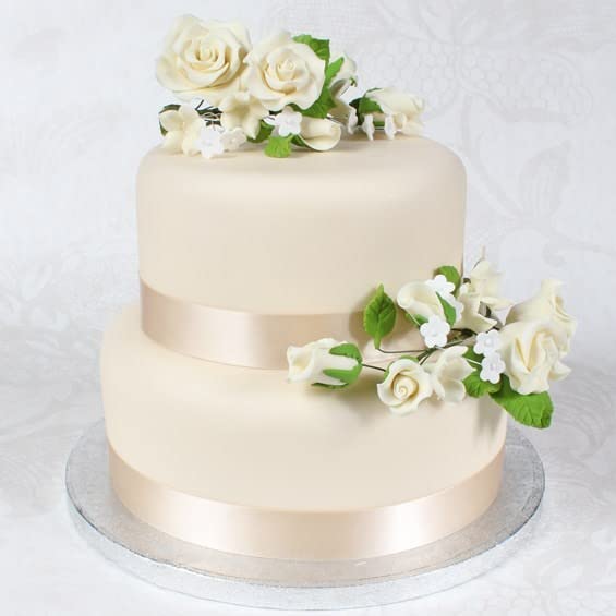 Culpitt Gumpaste Ivory Rose Flower Spray - Pack of 2 | 14.5cm x 7cm