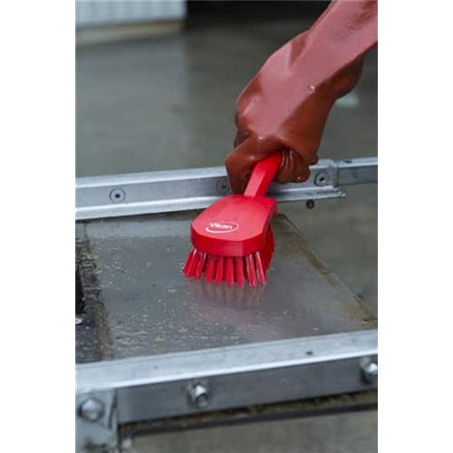 Vikan 41925 Stiff Bristle Hand Brush - Ergonomic Grip | 270mm Length | White 6