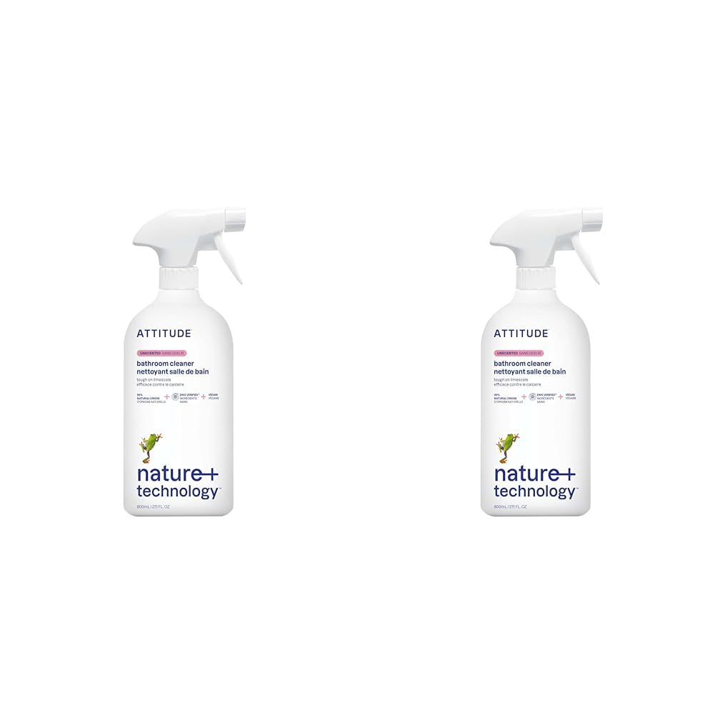 ATTITUDE Bathroom Cleaner Spray - EWG Verified, Plant-Based, Vegan, Streak-Free Shine (2 x 800 ml)