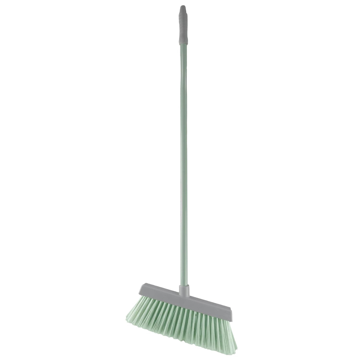 JVL Long Handle Lobby Dustpan and Brush Set - Upright Storage, Built-in Comb, Grey 4