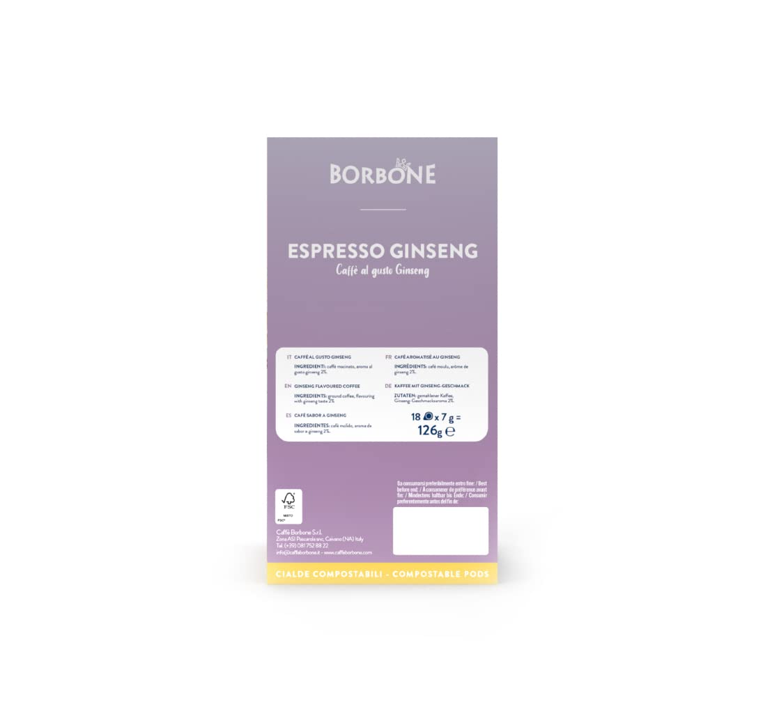 Caffè Borbone Espresso Ginseng - 72 Pods | Compatible with ESE Systems | Italian Coffee Blend 6