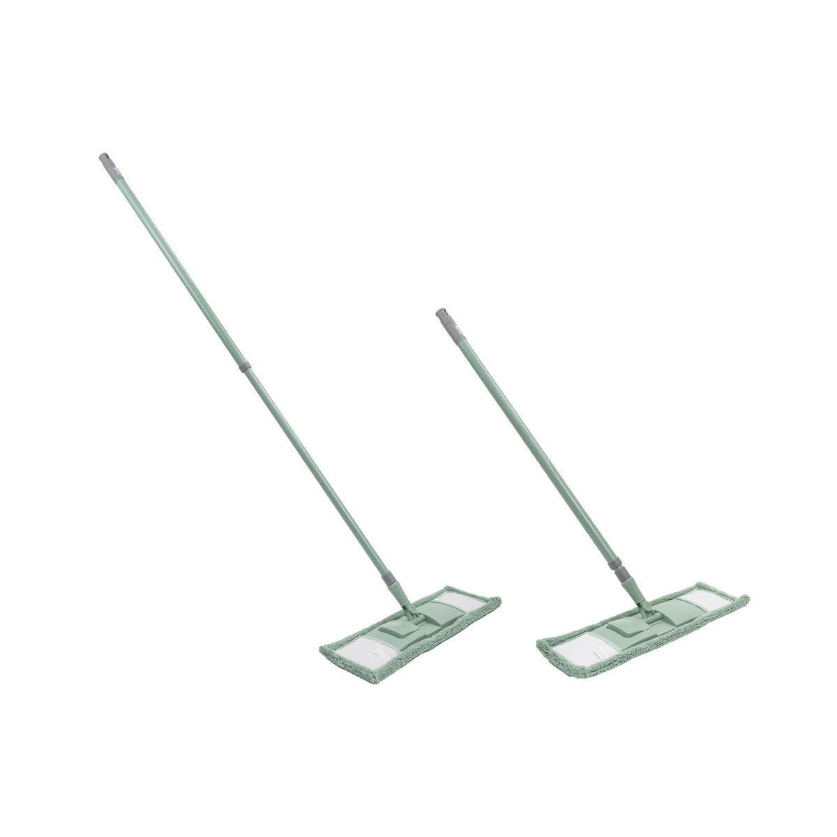 JVL Extended Microfibre Flat Mop with 2 Replacement Heads - Machine Washable, Telescopic Handle | Green 7