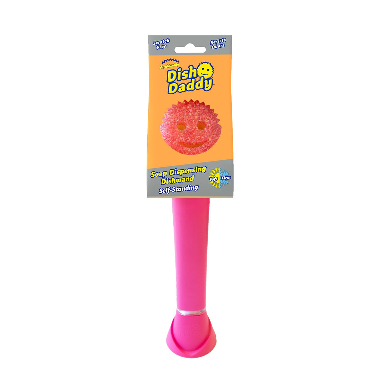 Scrub Daddy Dish Wand - Soap Dispensing Scrubber with Drip Stand | Pink | Sponge 4