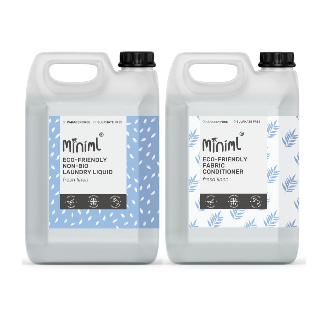 Miniml Non Bio Laundry Liquid - Fresh Linen Scent | 5L Refill (Pack of 2) | Hypoallergenic