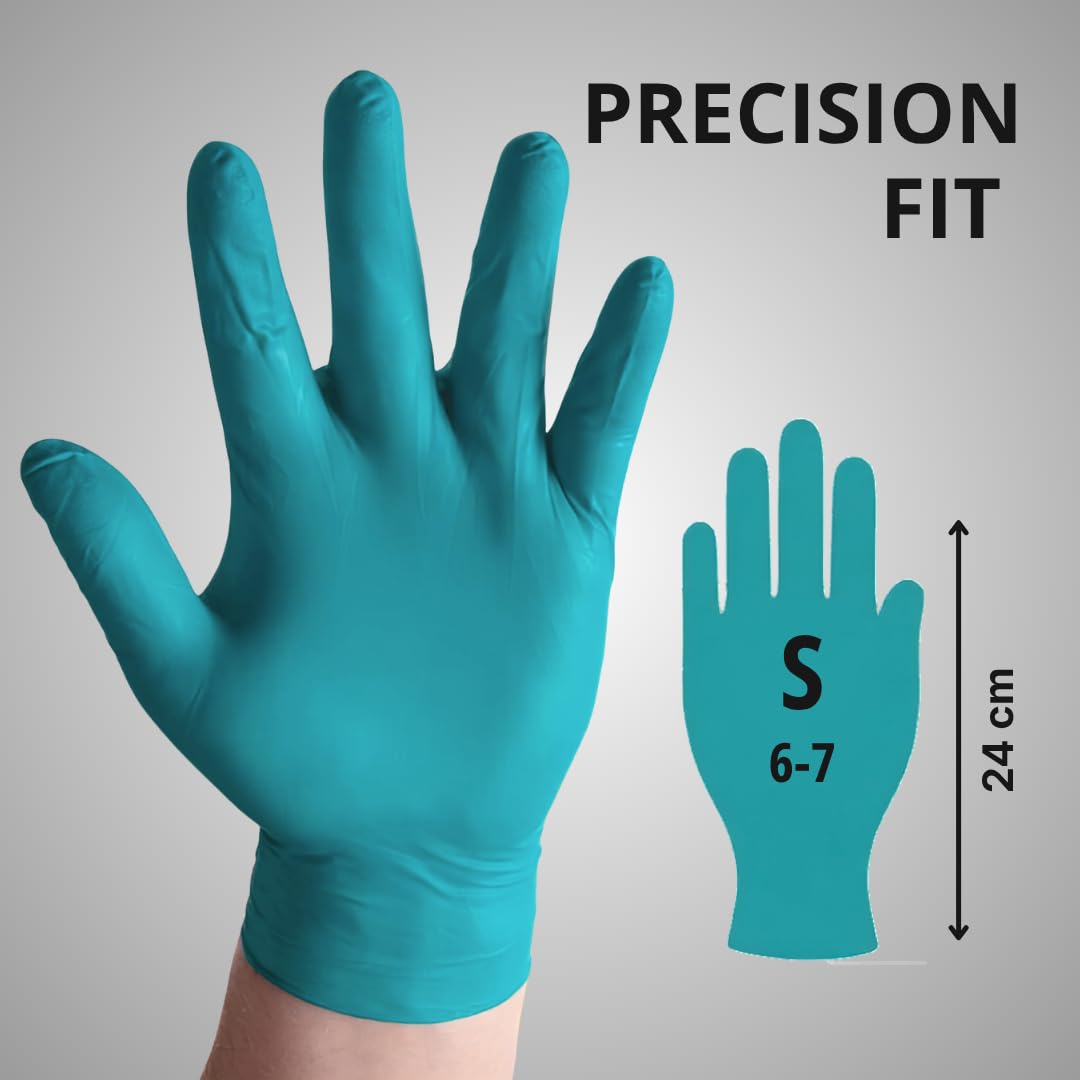 ABENA Green Nitrile Gloves - Latex-Free, Food Safe, High Protection | Size Small | Pack of 100 3