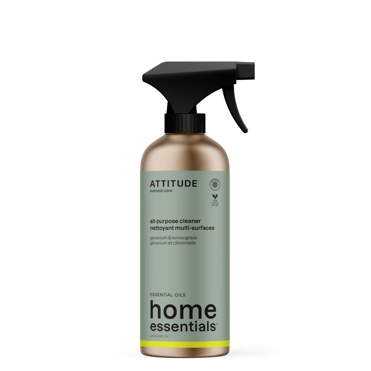ATTITUDE All-Purpose Cleaner - Geranium & Lemongrass Scent, EWG Verified, Plant & Mineral-Based, 16 fl oz