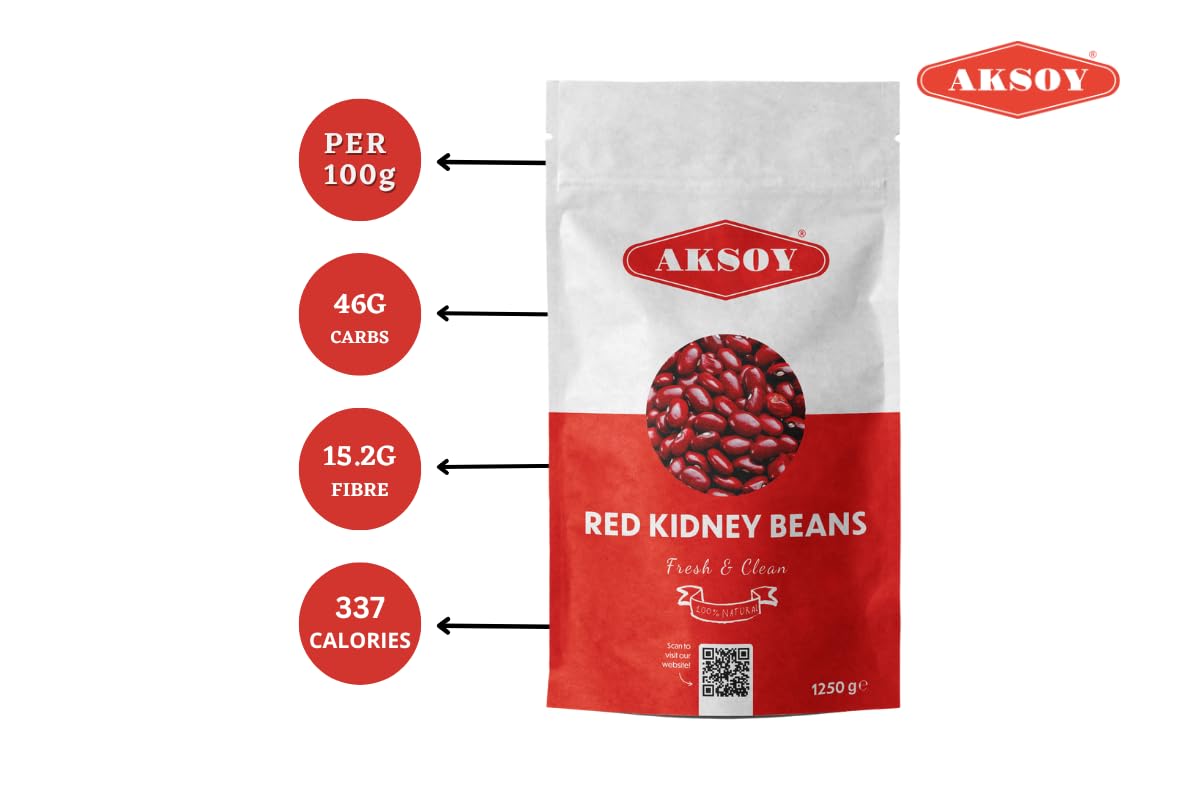 AKSOY Red Kidney Beans - 1.25kg Bag | Rich in Protein & Fiber | Low Fat, Whole Beans 9