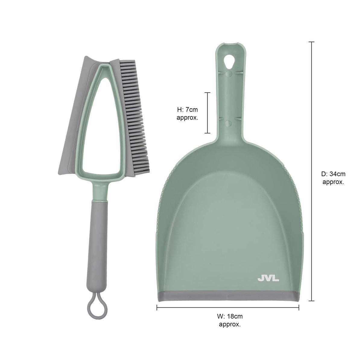 JVL Rubber Dustpan and Brush - Handheld Floor Sweeper with Rubber Bristles | Green | Includes Dustpan and Brush 7
