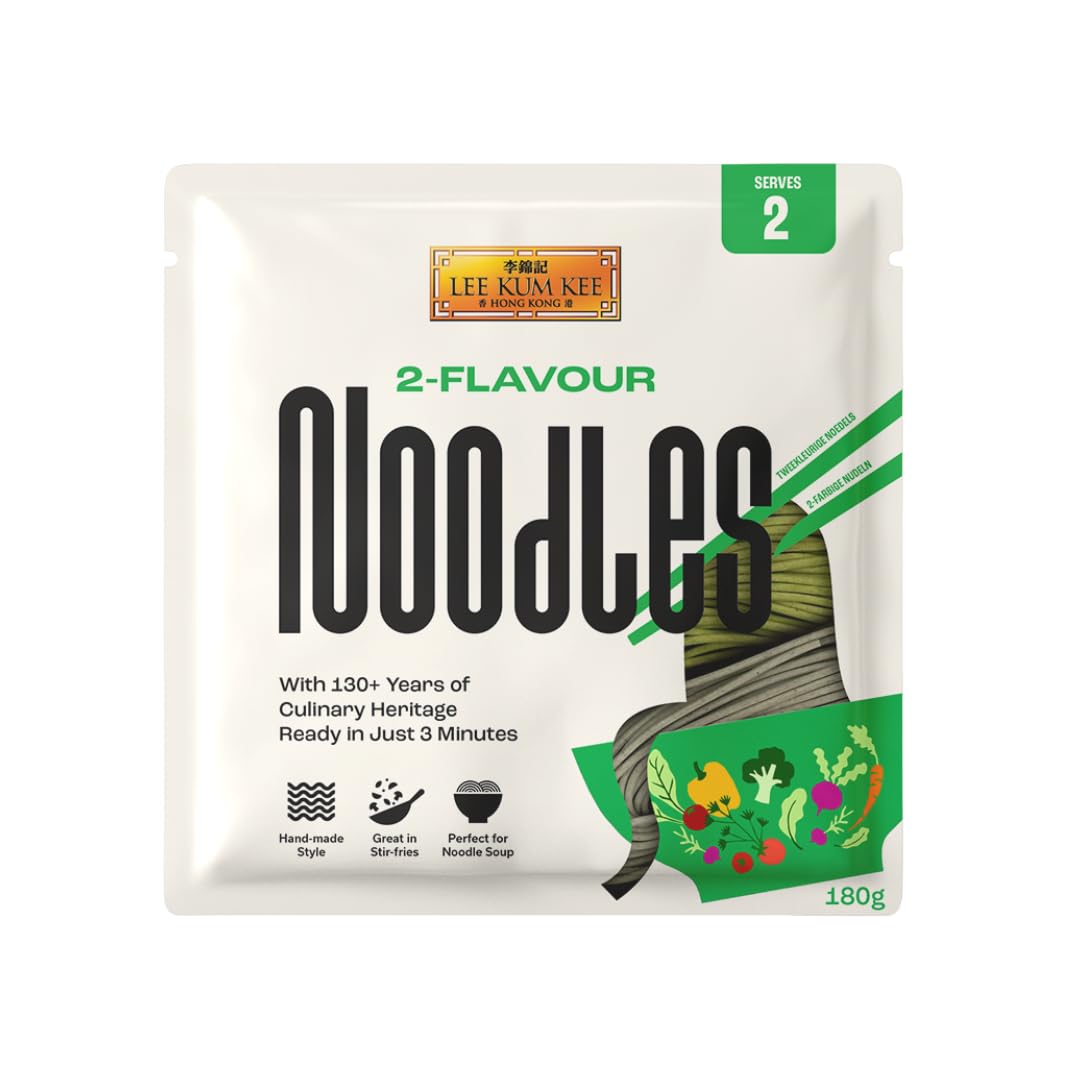 Lee Kum Kee 2-Flavour Noodles - Handmade-Style Texture, Ready in 3 Minutes | 180 g (Pack of 6)