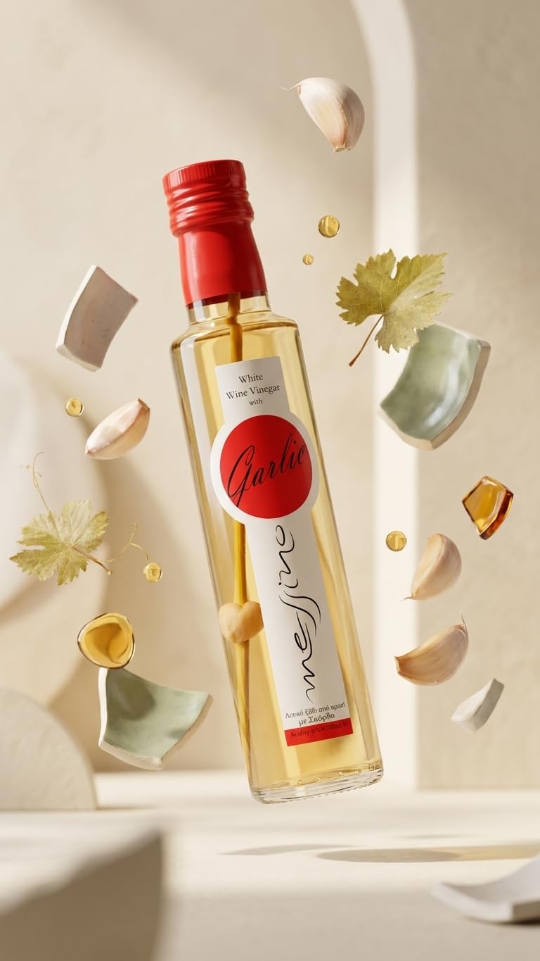 Messino Greek White Wine Vinegar with Garlic - 2 x 250ml Bottles 7