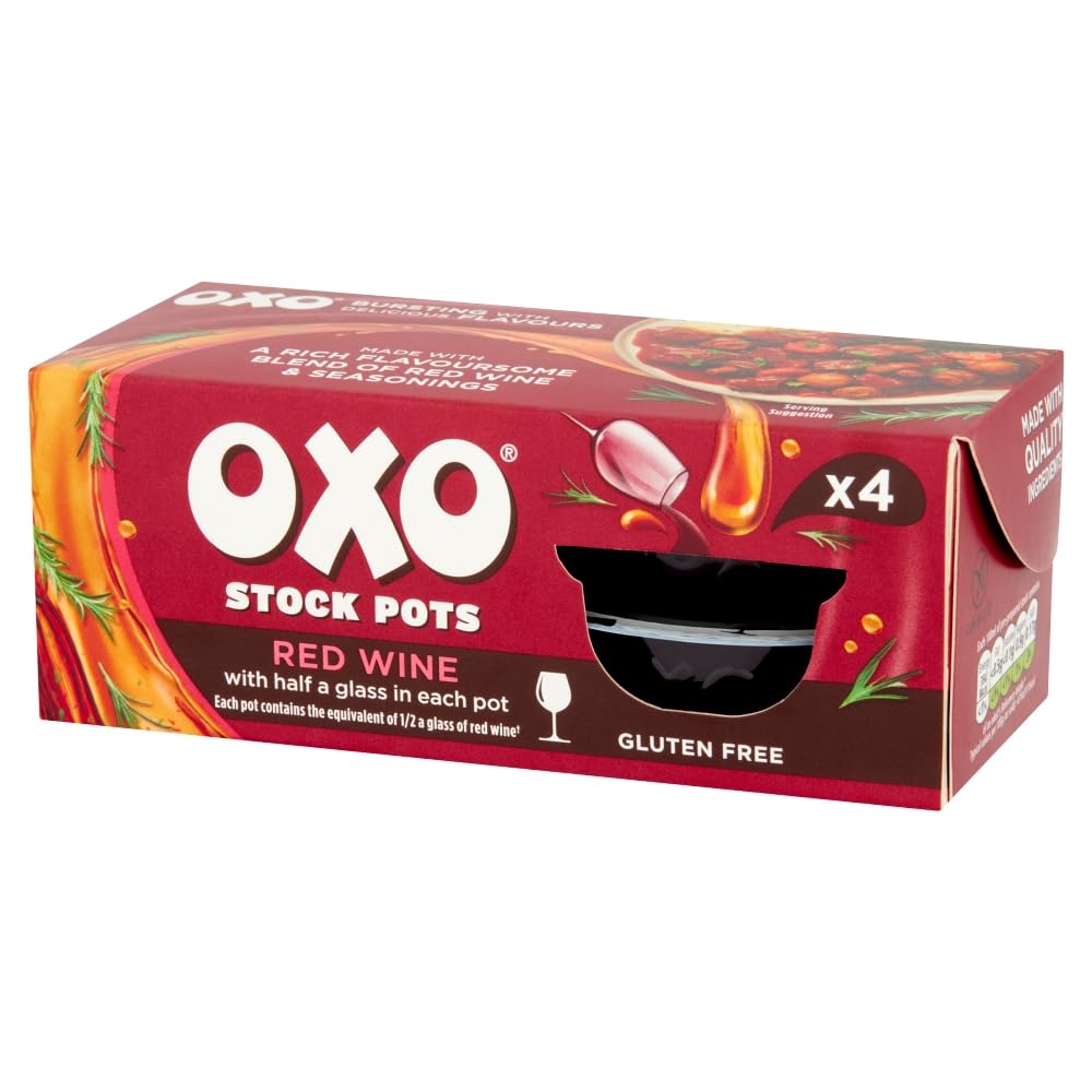 OXO Red Wine Stock Pots - Rich & Flavoursome Blend | 80g Pack | 4 x 20g Pots 4