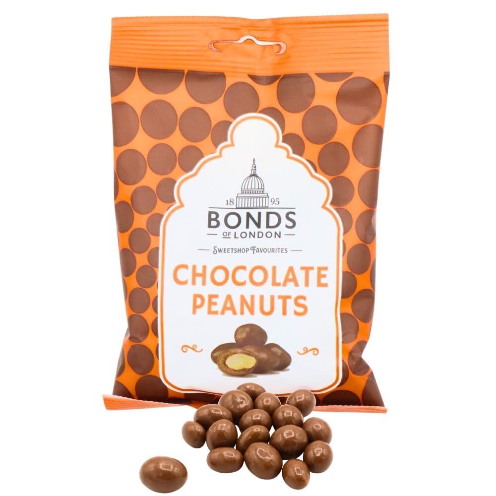 Bonds of London Chocolate Peanuts - Classic Milk Chocolate Coated Peanuts | 12 x 75g Bags