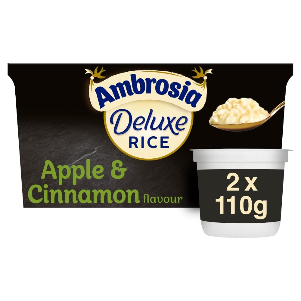 Ambrosia Deluxe Apple & Cinnamon Rice Pudding Pots - Pack of 16 x 110g