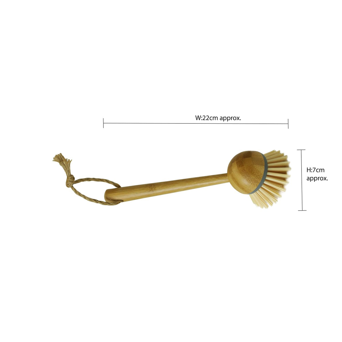 JVL Round Bamboo Dish Brush - Long Handle, Natural Bristles | 22cm Height 7