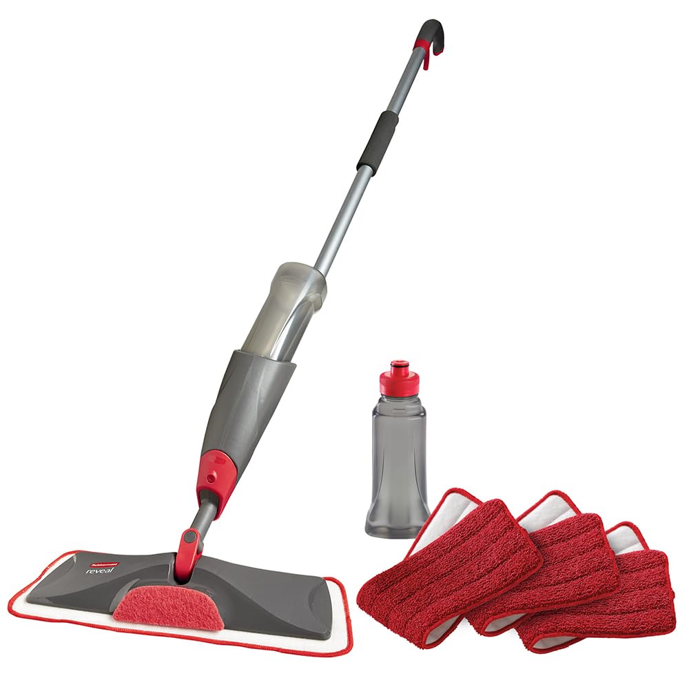 Rubbermaid Microfiber Reveal Spray Mop Floor Cleaning Kit - Removes 99% of Dust & Allergens | Multi-Surface Use | Includes 3 Pads