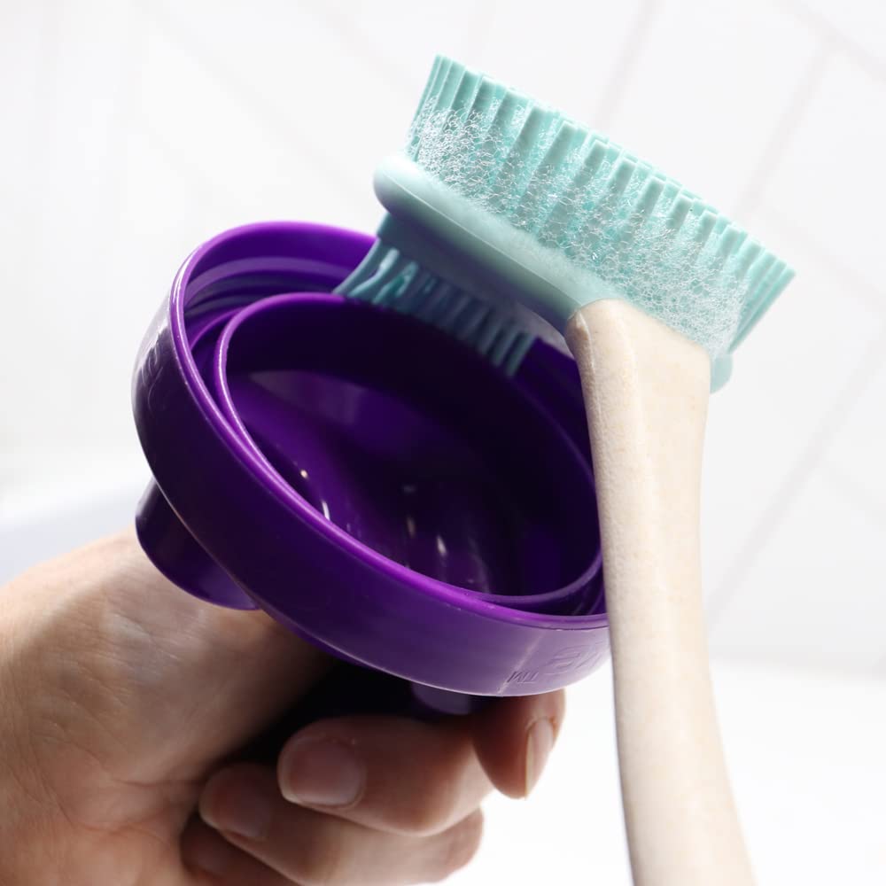 JVL Pro Clean Anti-Bacteria Rubber Dish Brush with Extra Bristles - Blue, Flexible 6
