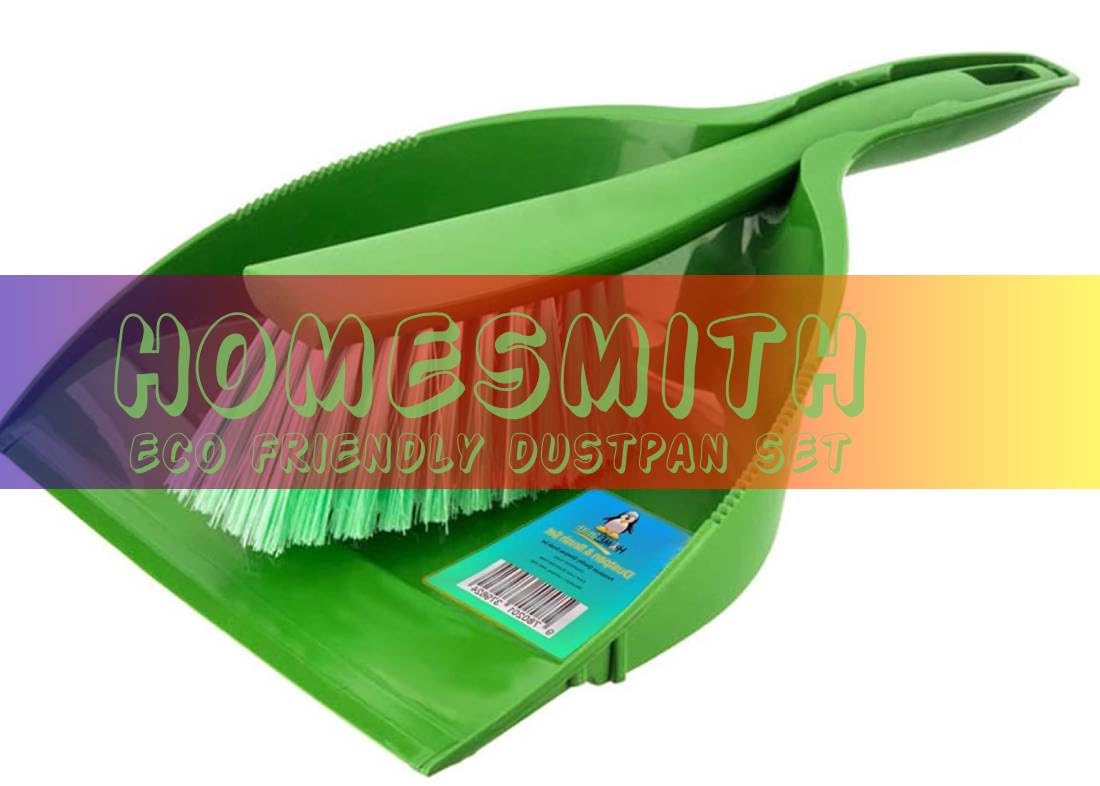 HomeSmith Dustpan & Brush Set - Large Capacity Dustpan with Nylon Bristles | Made in Italy | Green Set 2