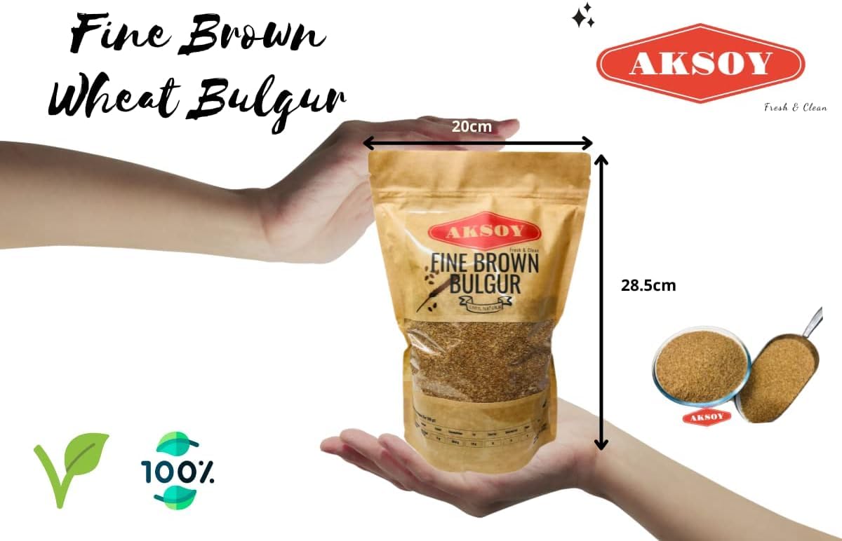 AKSOY Fine Brown Bulgur Wheat - 1.25kg Bag | Whole Grain | Vegan & Vegetarian 3