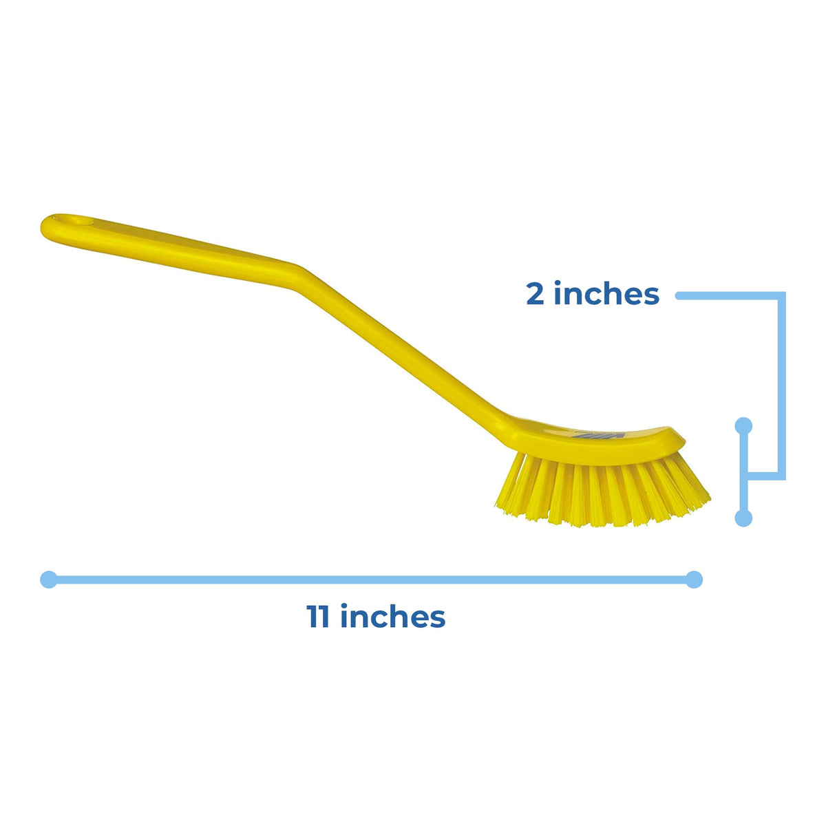 Vikan Fine Dish Brush - Heavy-Duty, Narrow, Slip-Resistant Cleaning Brush with Scraper | Yellow Plastic 4