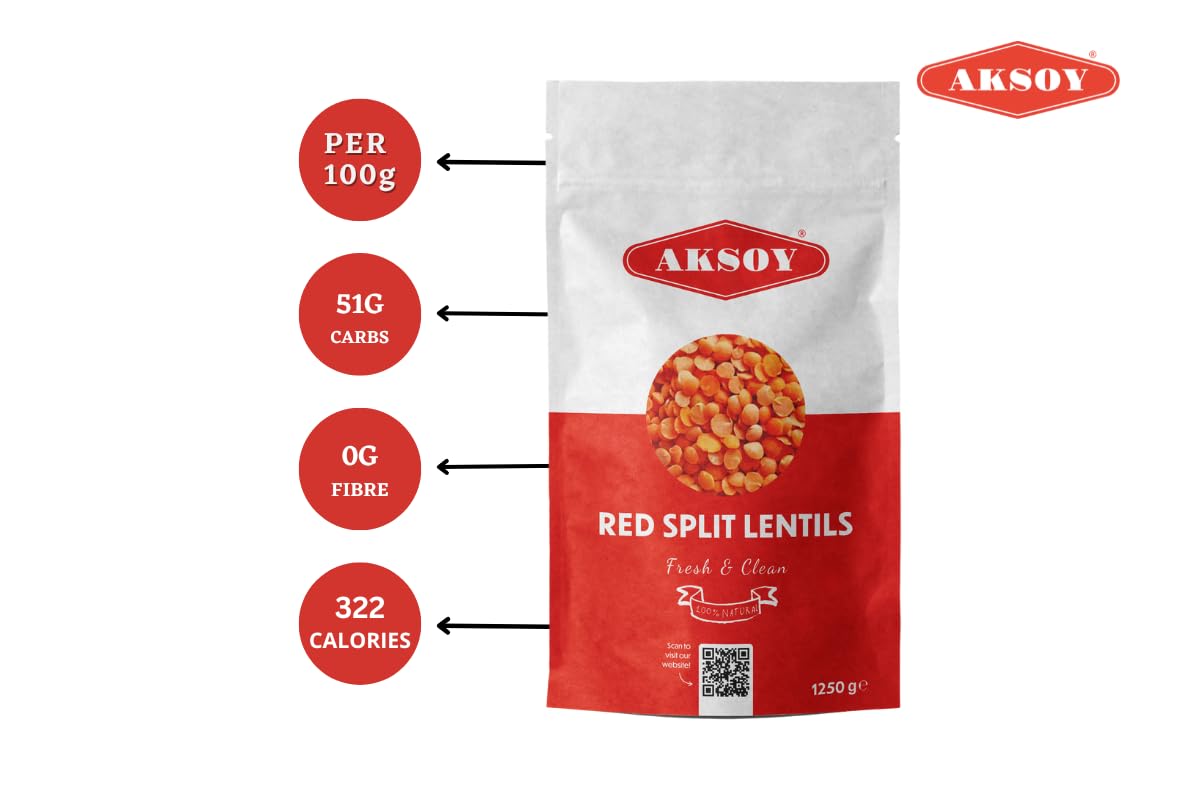 AKSOY Red Split Lentils - 1.25kg Bag | Suitable for Vegans & Vegetarians | Turkish Origin 8