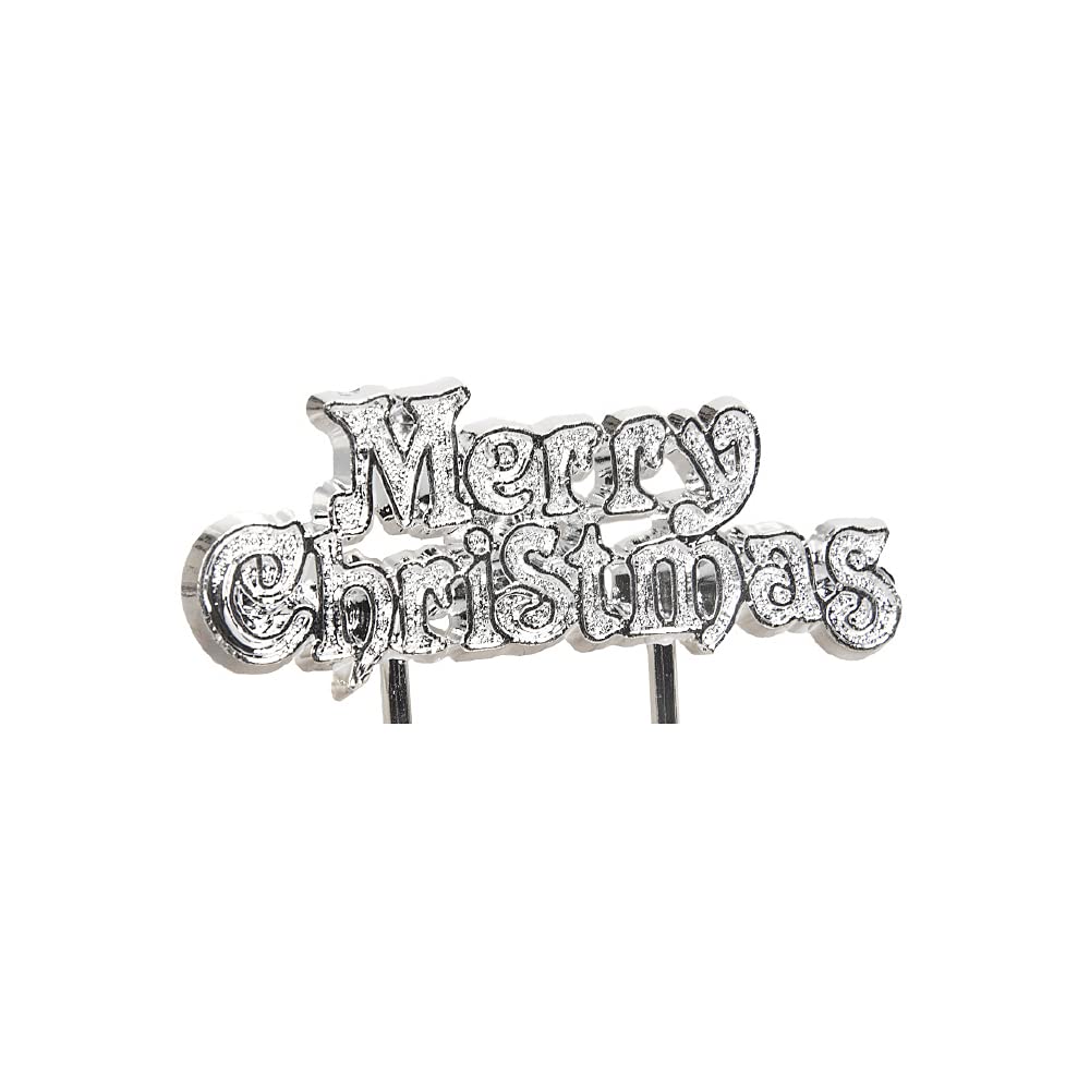 Anniversary House Merry Christmas Motto Cake Topper - Silver Finish | 4 x 7cm
