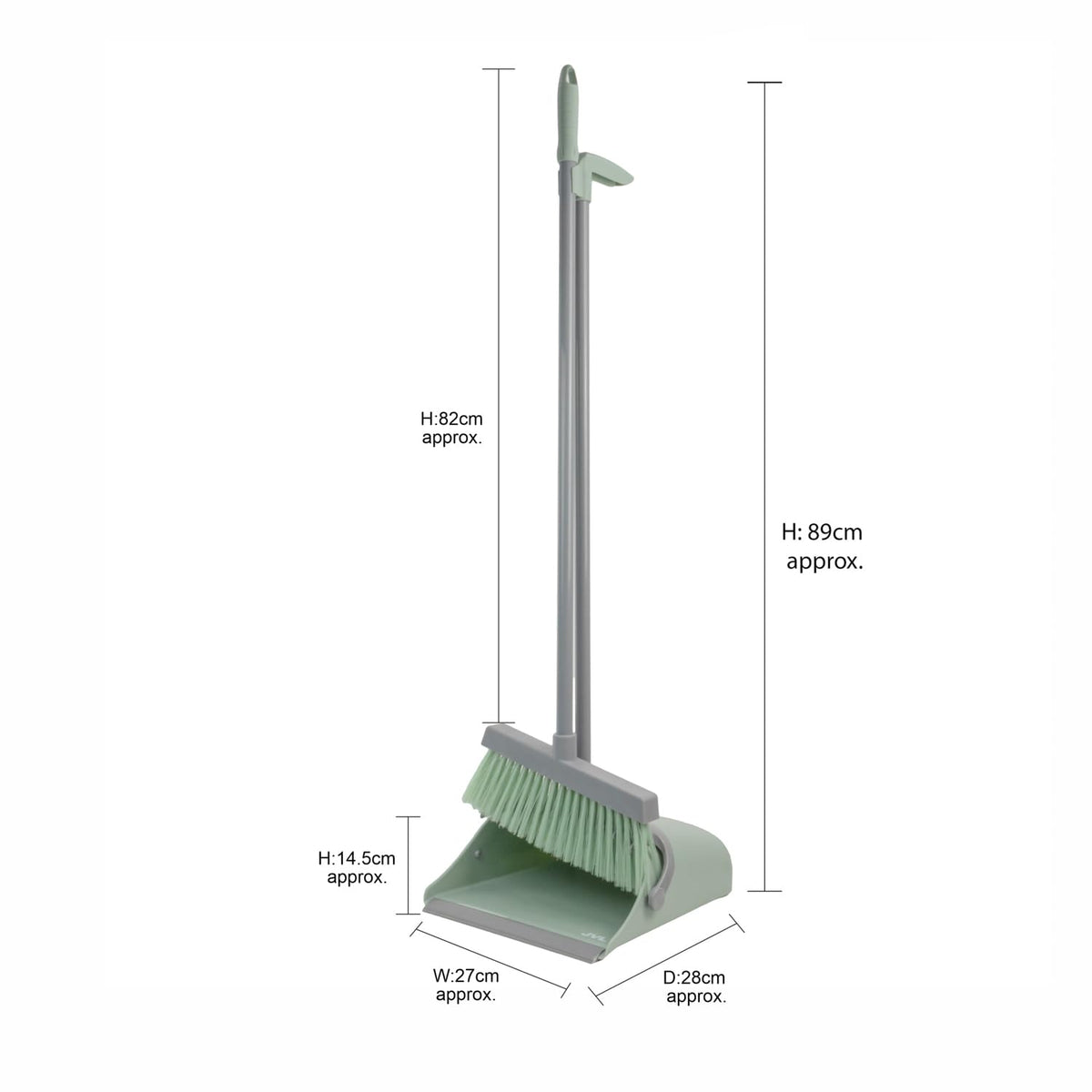 JVL Long Handle Lobby Dustpan and Brush Set - Upright Storage | Green | Floor Cleaning 7