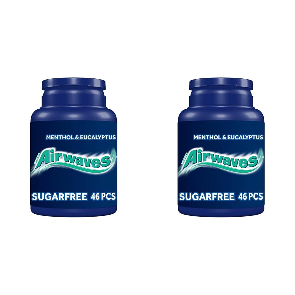 Airwaves Sugar Free Chewing Gum, Menthol & Eucalyptus, 46 Pieces (Pack of 2)