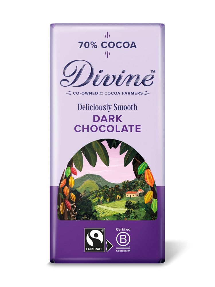 Divine 70% Cocoa Dark Chocolate Bars - 15 x 90g Bars | Fairtrade Certified | Made in Germany