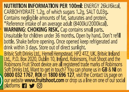 FRUIT SHOOT Orange Fruit Juice - Low Calorie, No Added Sugar, Vitamins 3