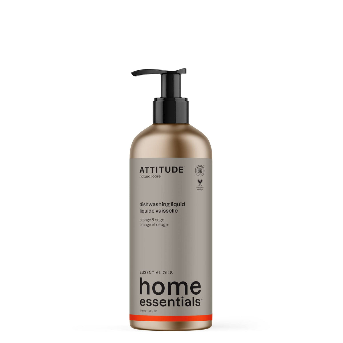 ATTITUDE Washing-Up Liquid - Cuts Grease & Removes Food Residue | 473 ml | Orange & Sage Scent
