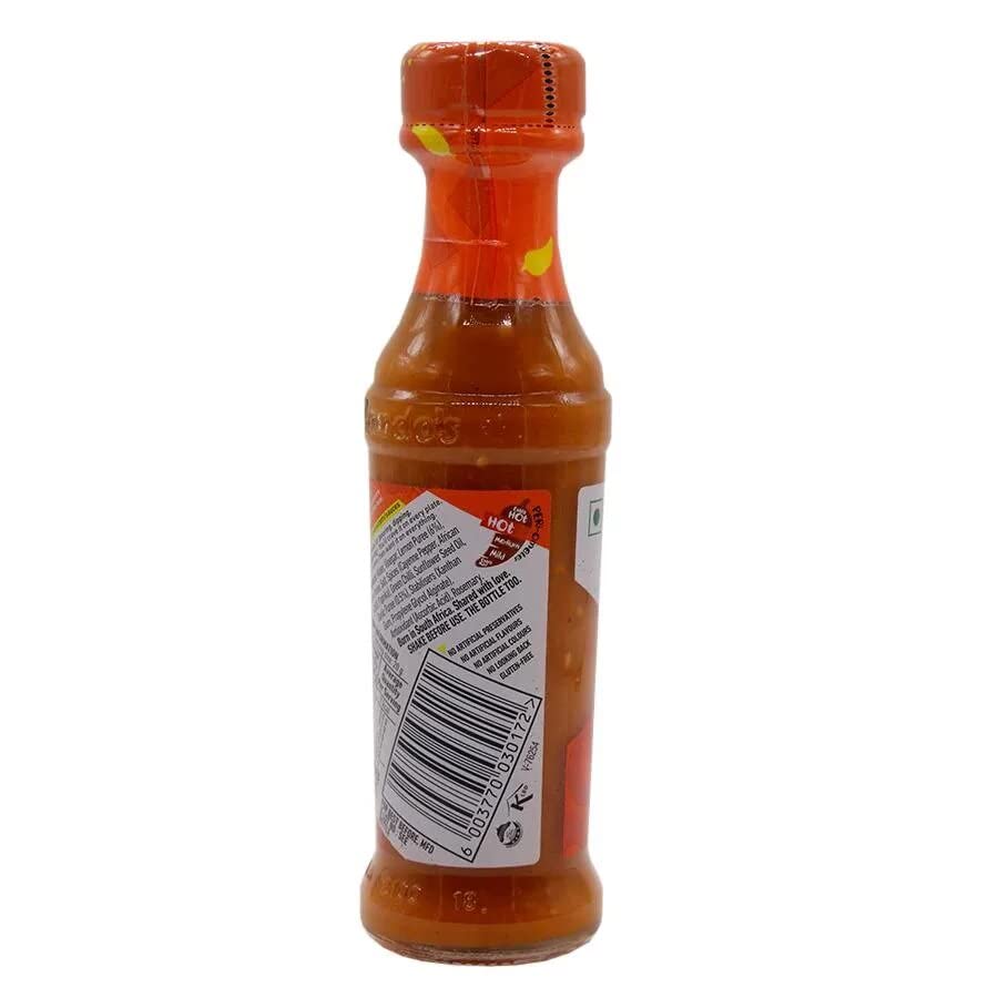Nando's Hot Peri-Peri Sauce - Gluten Free, No Artificial Colours/Preservatives/Flavours | 125ml (Pack of 4)