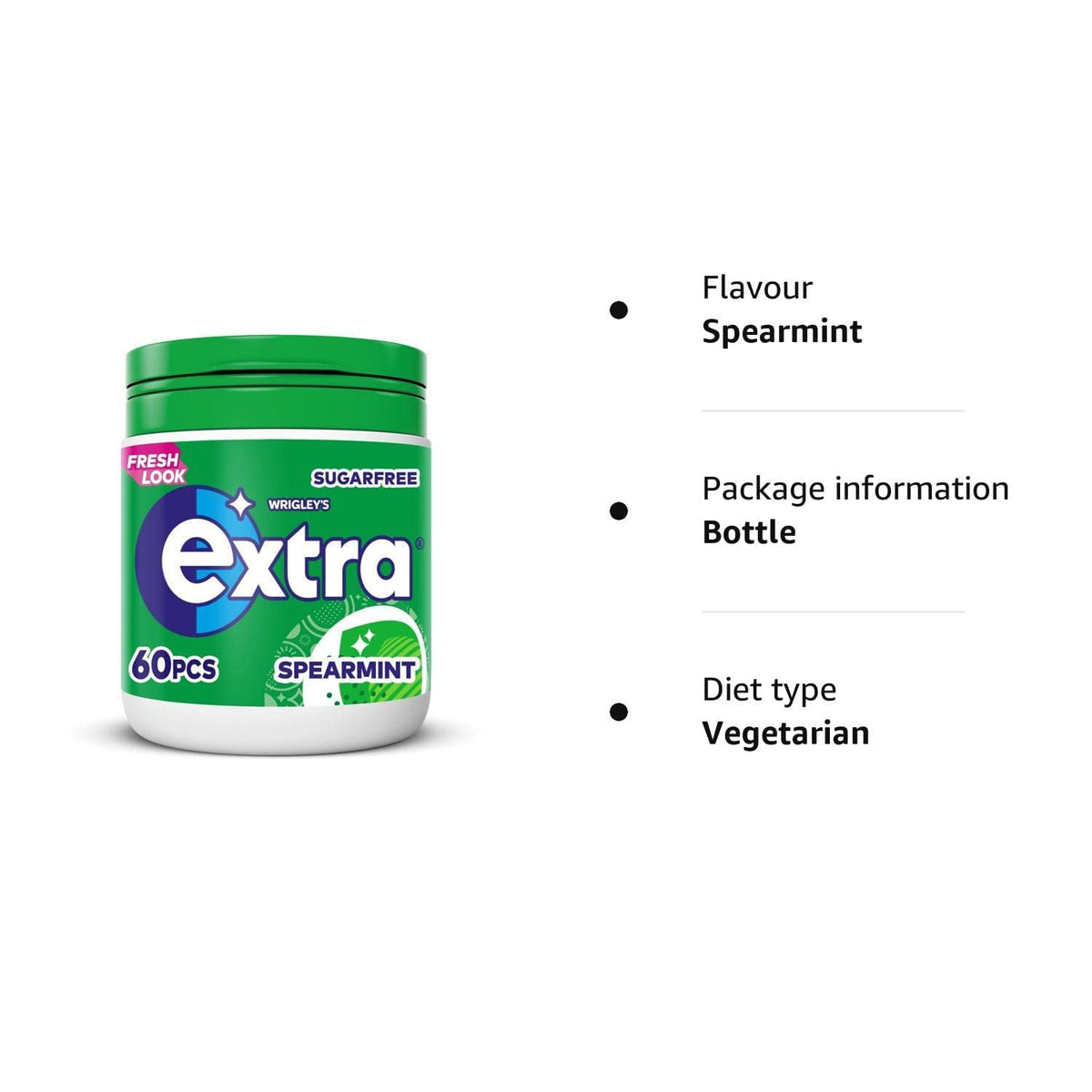 Extra Spearmint Sugar-Free Chewing Gum Bottle - 60 Pieces 3