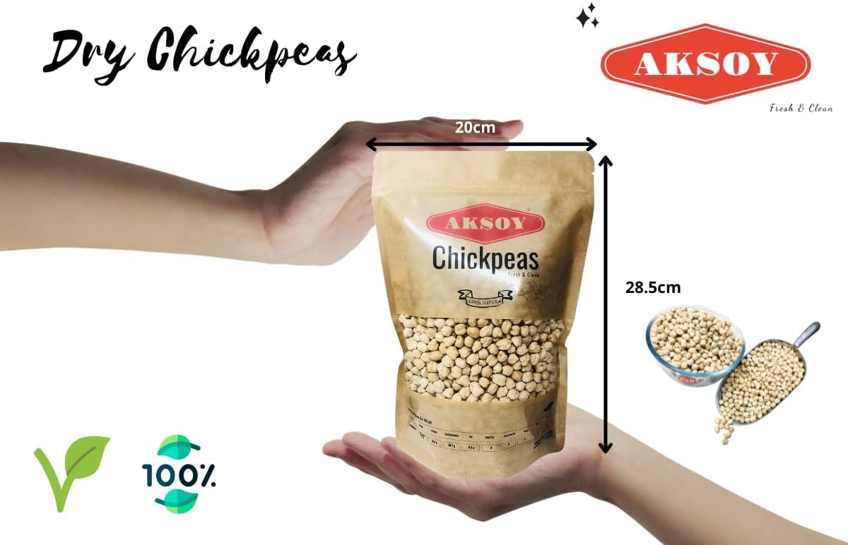 AKSOY Premium Quality Dry Chickpeas XL Size (10mm) - 1.25kg | Rich in Fibre, Protein & Iron