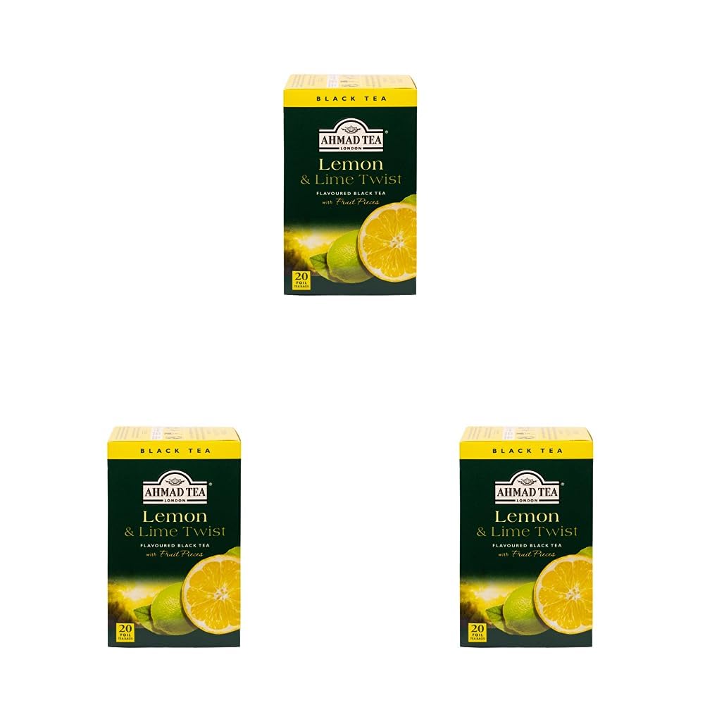 Ahmad Tea Lemon & Lime Fruit Black Tea - 20 Teabags (Pack of 3) 1