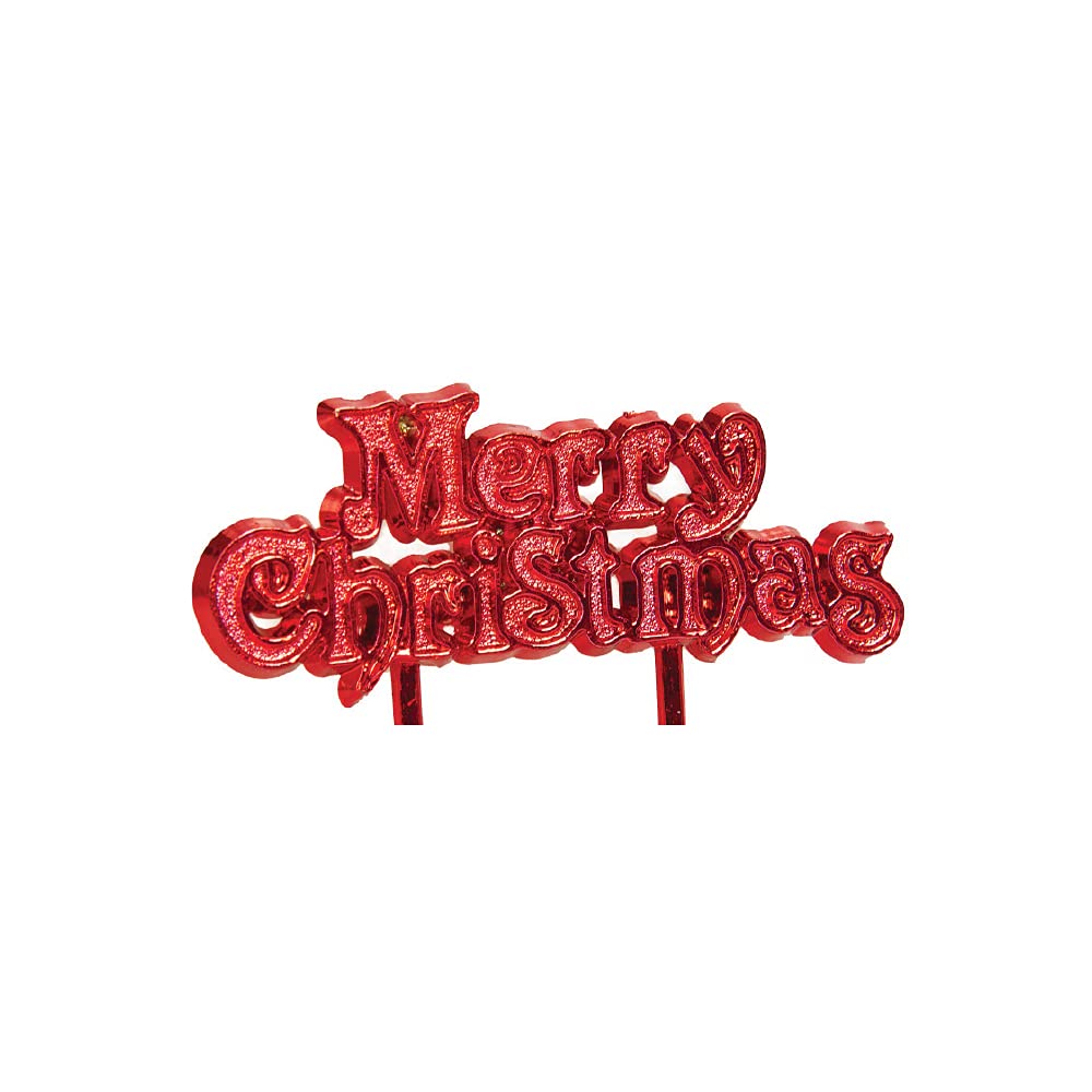 Anniversary House Merry Christmas Motto Cake Topper - Red, 4 x 7 cm