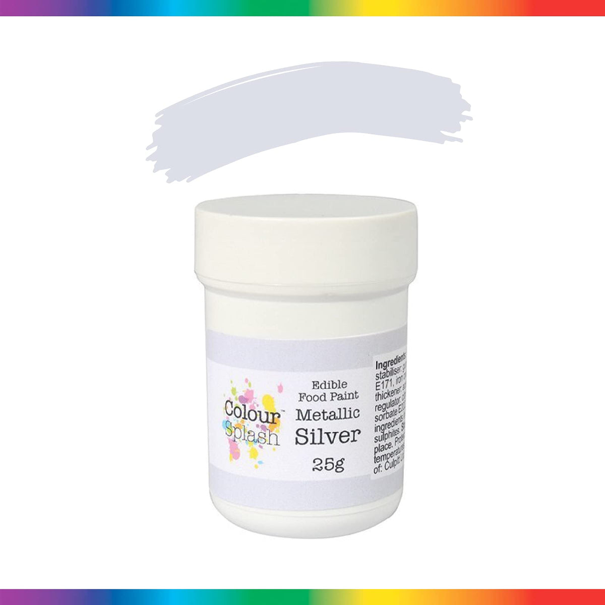Colour Splash Edible Food Paint - Metallic Silver, 25g Pot | Cake Decorating