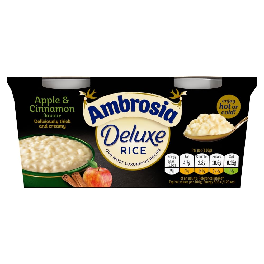 Ambrosia Deluxe Apple & Cinnamon Rice Pudding Pots - Pack of 16 x 110g 3