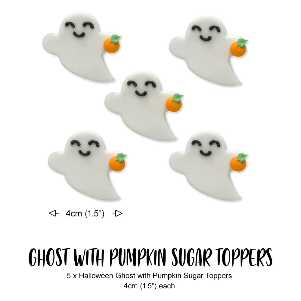 Anniversary House 5pc Halloween Ghost and Pumpkin Edible Cake Toppers - 3.5cm